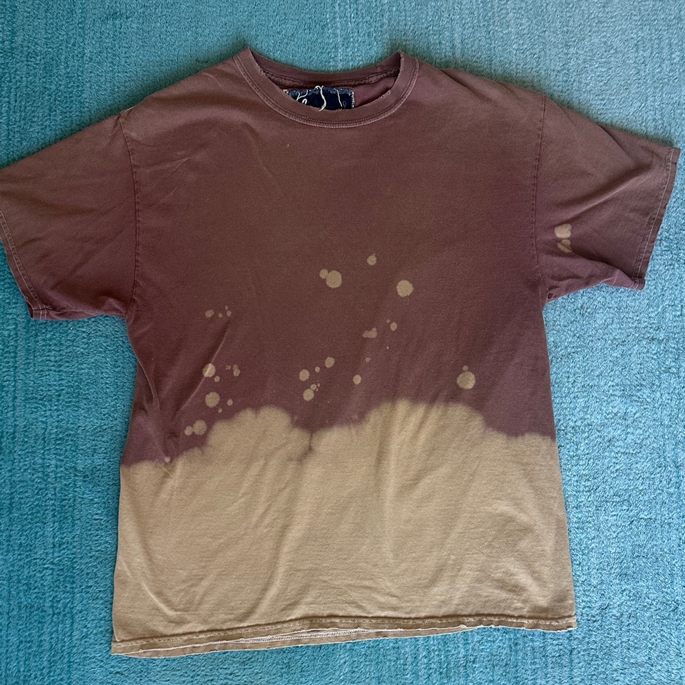 LA Detresse Brown and Tan Dip-Dye Tee, Size M